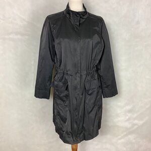 Eileen Fisher Cotton Blend Lightweight Anorak Jacket Gray Satin M